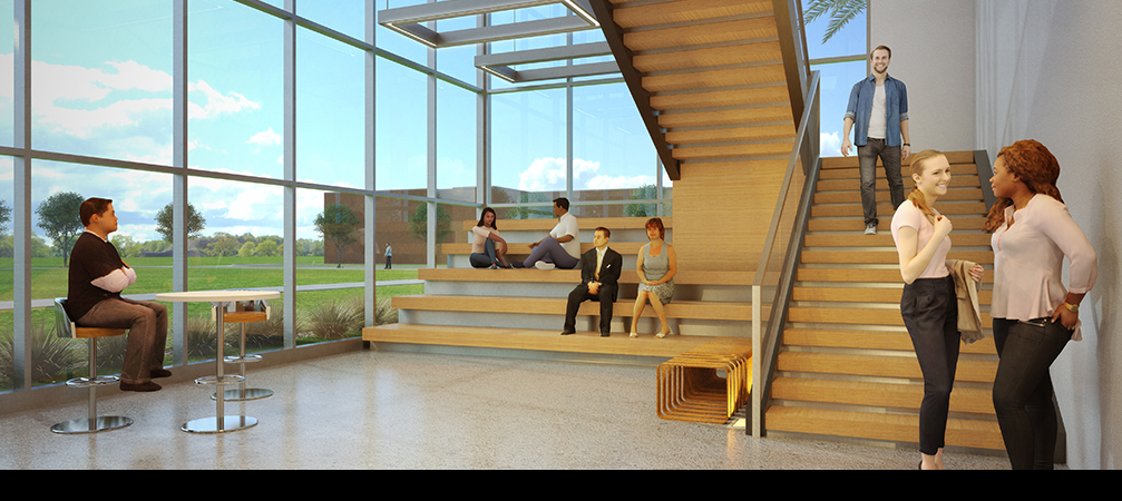 Students use the interior staircase